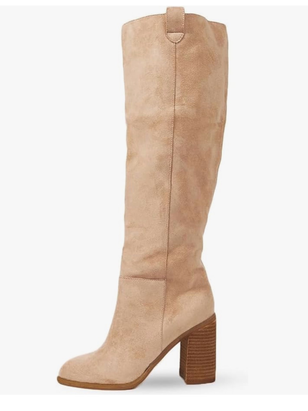 Tall Slouch Block Heel Knee-High Boot In Beige